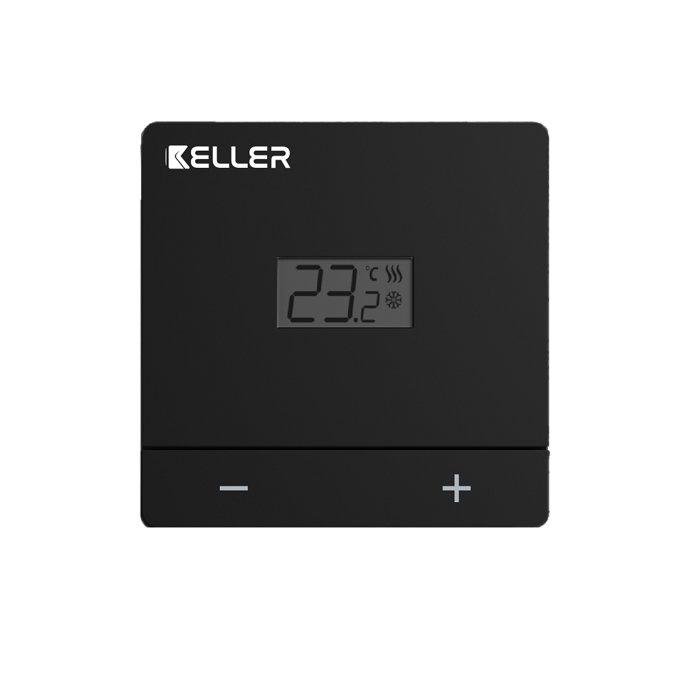 Regulator temperatury dobowy, przewodowy, natynkowy KELLER Controls bateryjny, czarny/biały